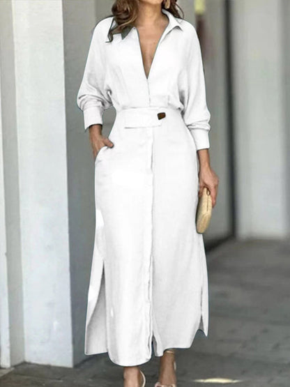 Long Sleeves Buttoned Shirt Maxi Dress