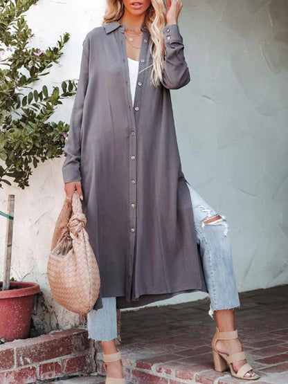 Long Sleeves Buttoned Shirt Coat