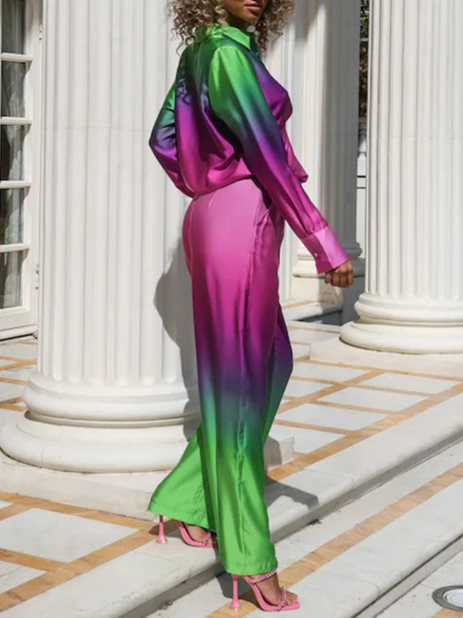 Long Sleeves Tie-dye Shirt and Pants Sets