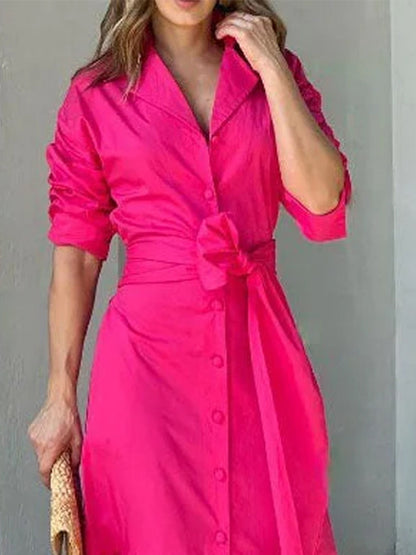 Long Sleeves Lace-up Maxi Dress