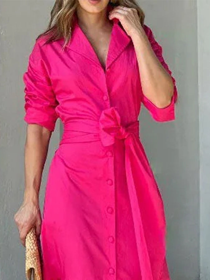 Long Sleeves Lace-up Maxi Dress