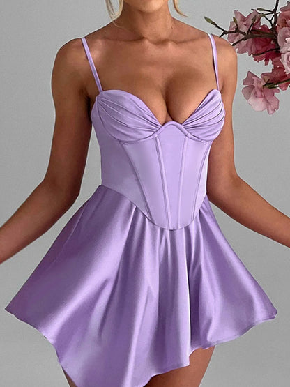 Croset V Neck Mini Dress