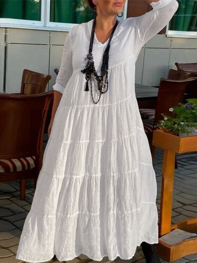 Long Sleeves V Neck Maxi Dress