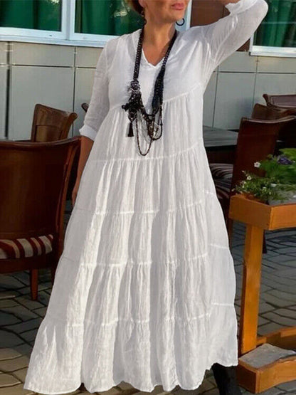 Long Sleeves V Neck Maxi Dress