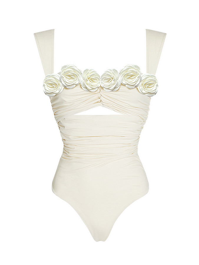 3d White One Piece Swimsuit and Skirt