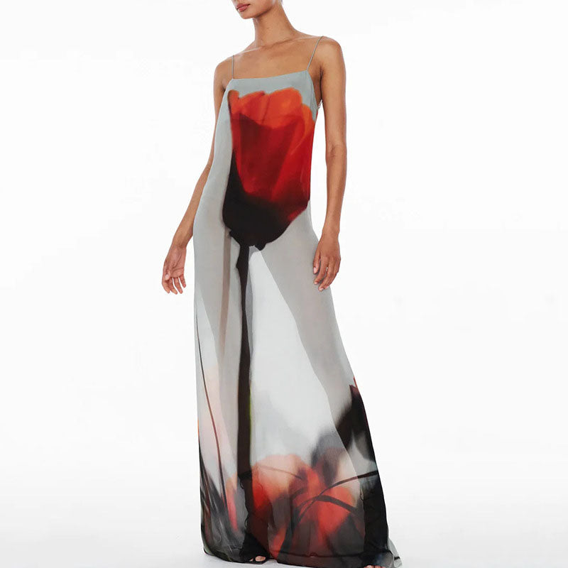 Printed Holiday Maxi Dress