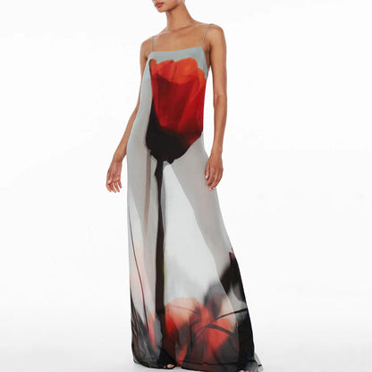 Printed Holiday Maxi Dress