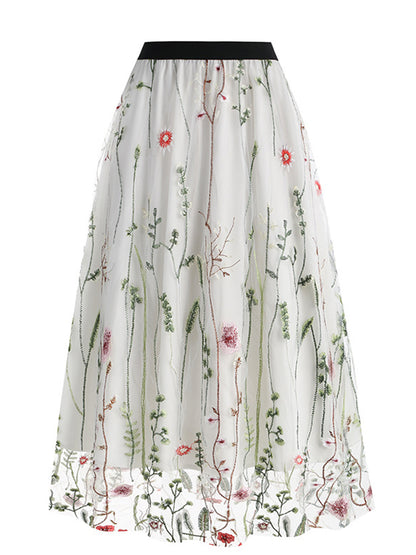 Mesh Embroidered Skirt