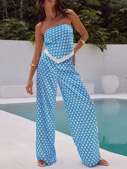 Printed Off Shoulder Tops and Pants Sets