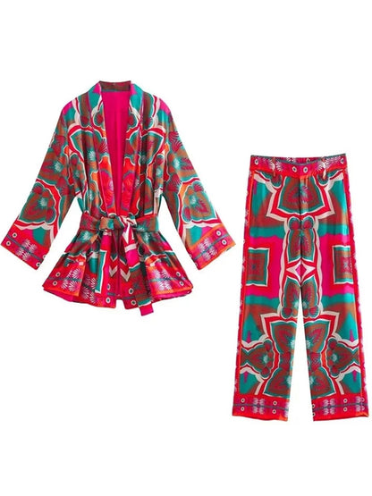 Satin 2 Piece Sets Suits Tops and Pants