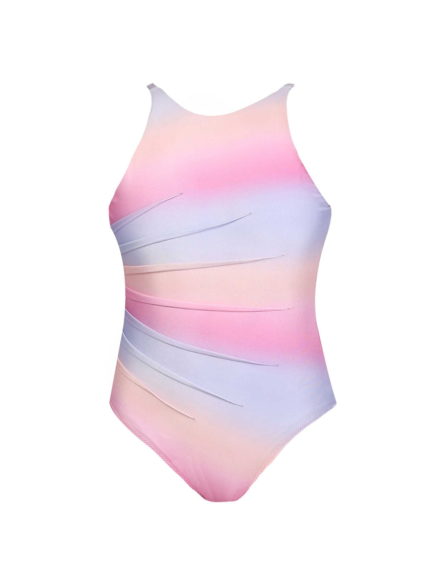 Gradient Color Bikini and Skirt