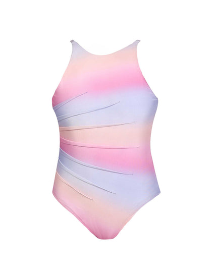 Gradient Color Bikini and Skirt