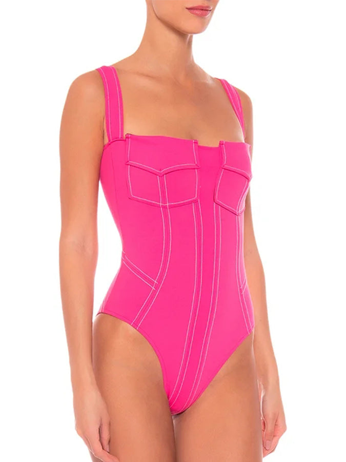 Pink Pocket One Piece Swimsuit and Pant