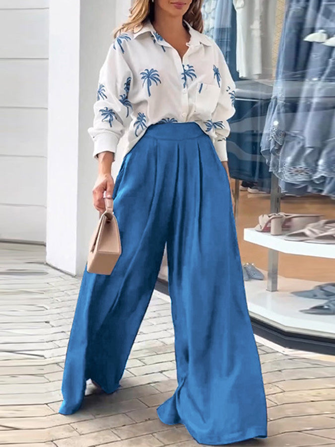 Long Sleeves Printed Shirt and Pants Sest