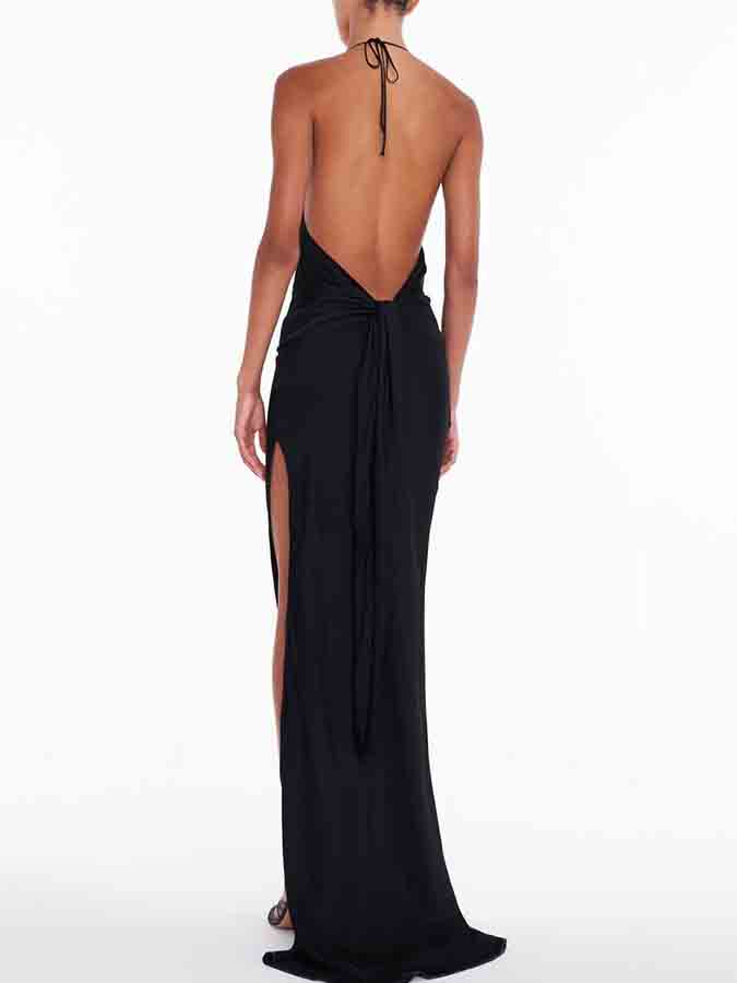 Blackless Slit Maxi Dress