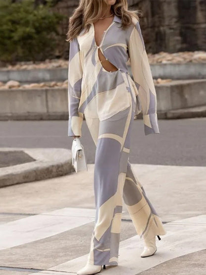 Printed Long Sleeves Shirt and Pants Sets