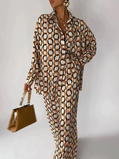 Printed Two Pieces Shirt and Pants Sets