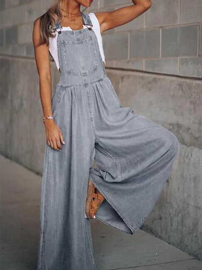 Denim Wide-leg Pants Jumpsuits