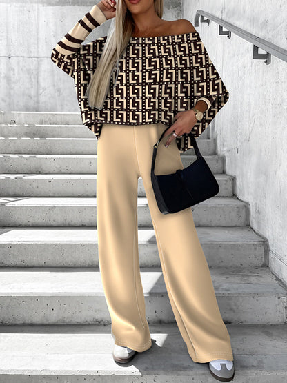 Off Shoulder Color Top and Pants Set