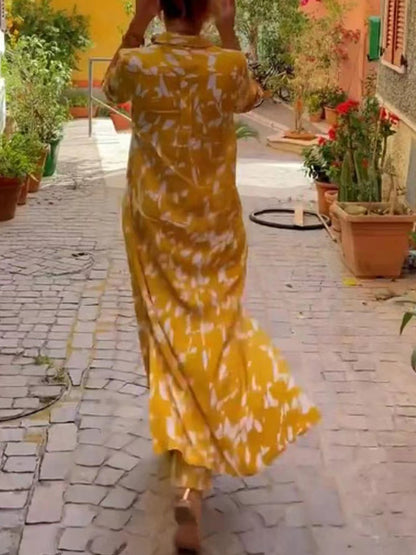 Long Sleeves Printed Blouses and Pants Sets