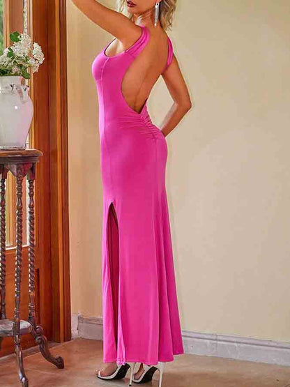 Halter Slit Backless Maxi Dress