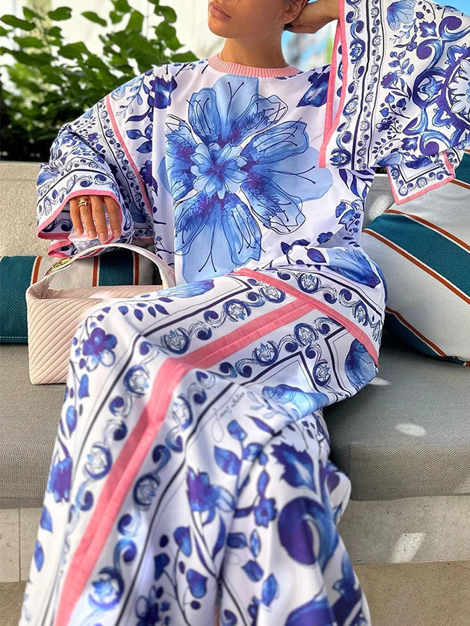 Printed Long Sleeves Shirt and Pants Sets