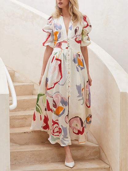 Slim Hem Printed Long Dress