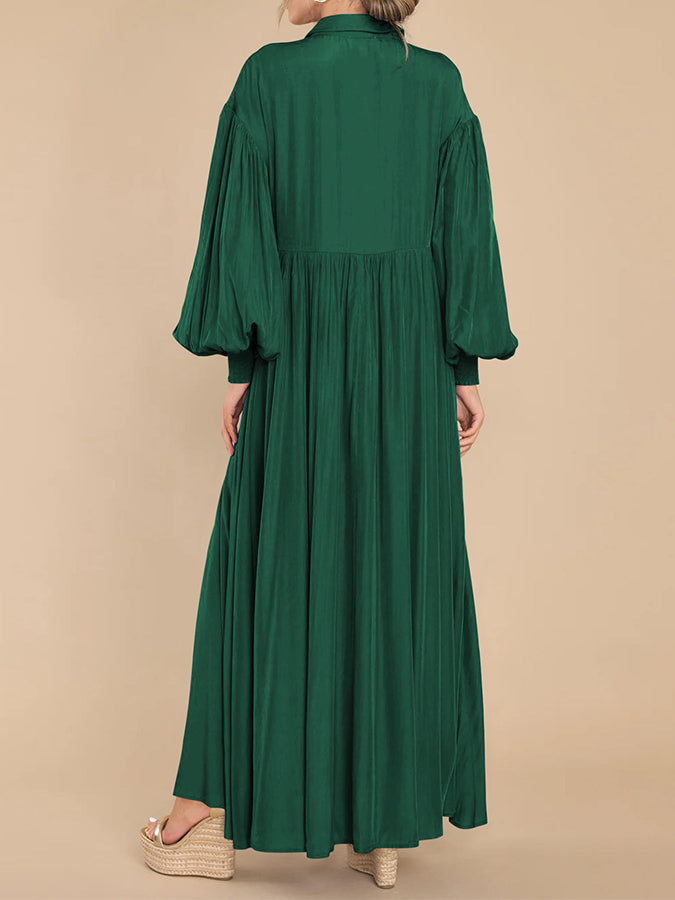 Long Sleeves Buttoned Shirt Maxi Dress
