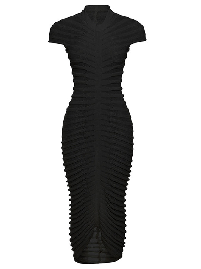 Short Sleeves Slim Knitted Maxi Dress
