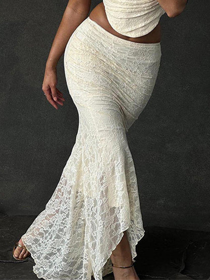 Lace-up Top and High Wasit Mermaid Skirt
