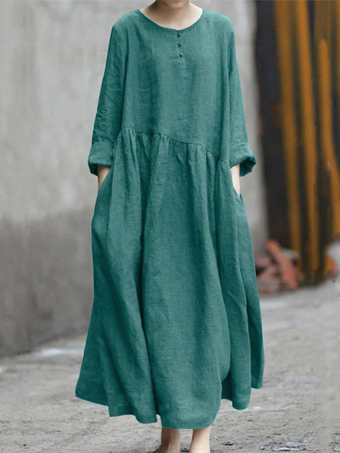 Long Sleeves Round Neck Maxi Dress
