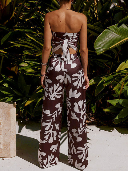 Printed Off Shoulder Tops and Pants Sets