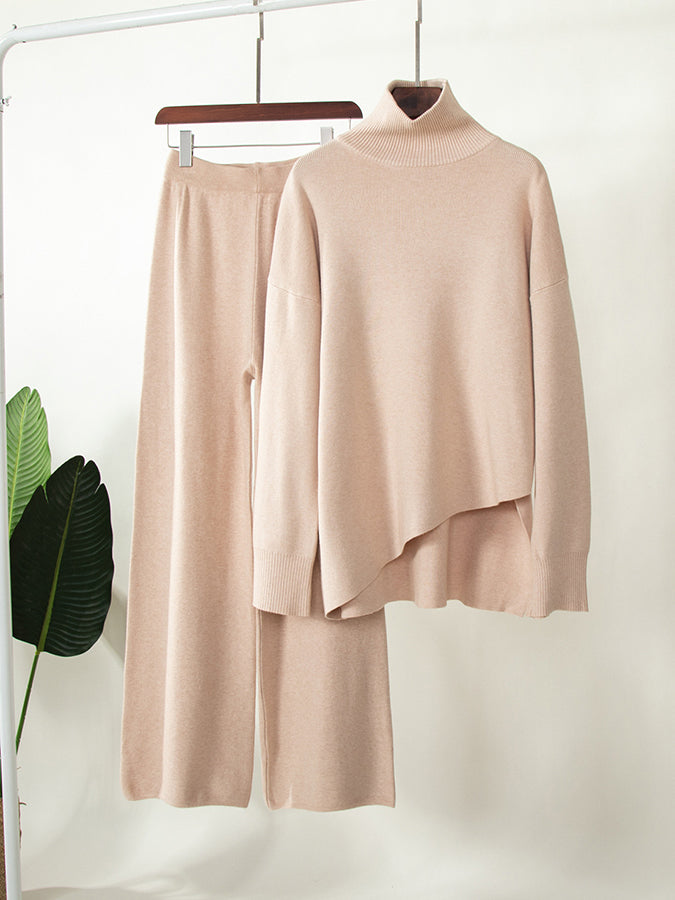 Knitted Long Sleeves Sweater and Pants Two Pieces Sets