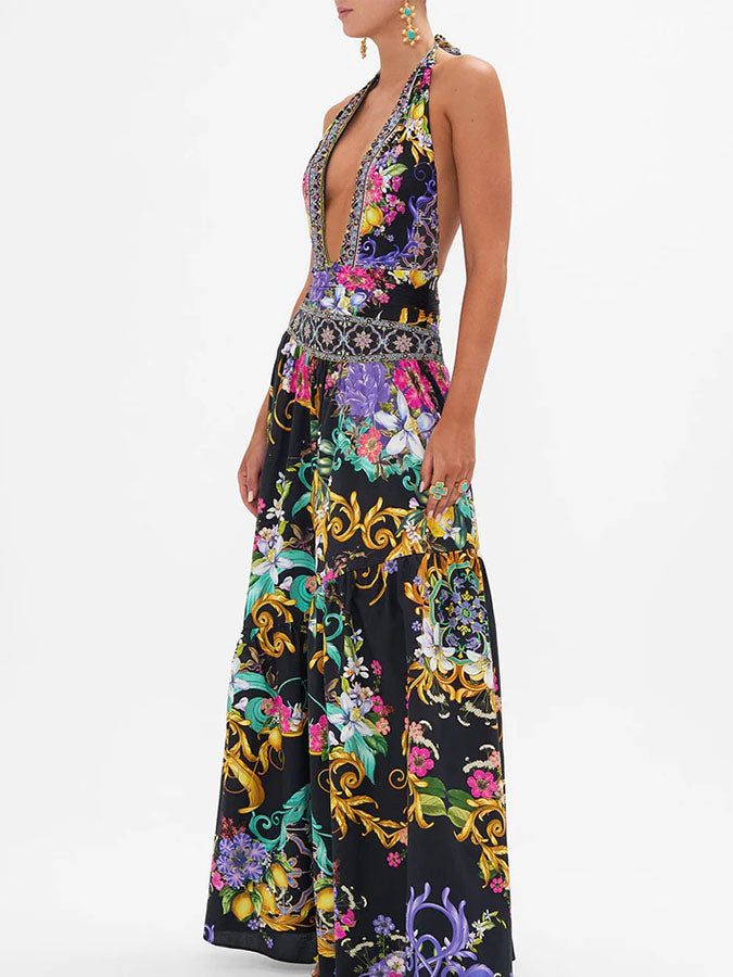Printed One Piece Swimsuit and Skirt