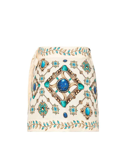 Jewelry Printed Bikini and Skirt or Pants