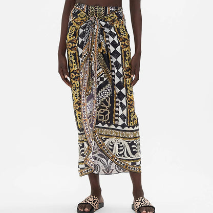 Printed Halter Swimsuit and Skirt