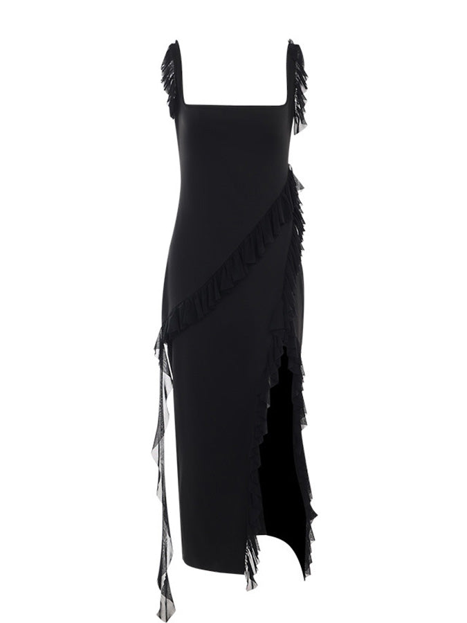 Ruffle Slit Maxi Dress