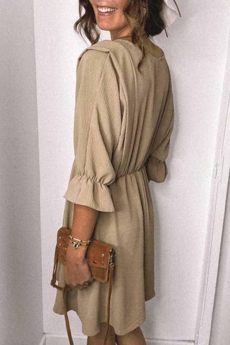 Urban Round Neck Sleeves Mini Dress