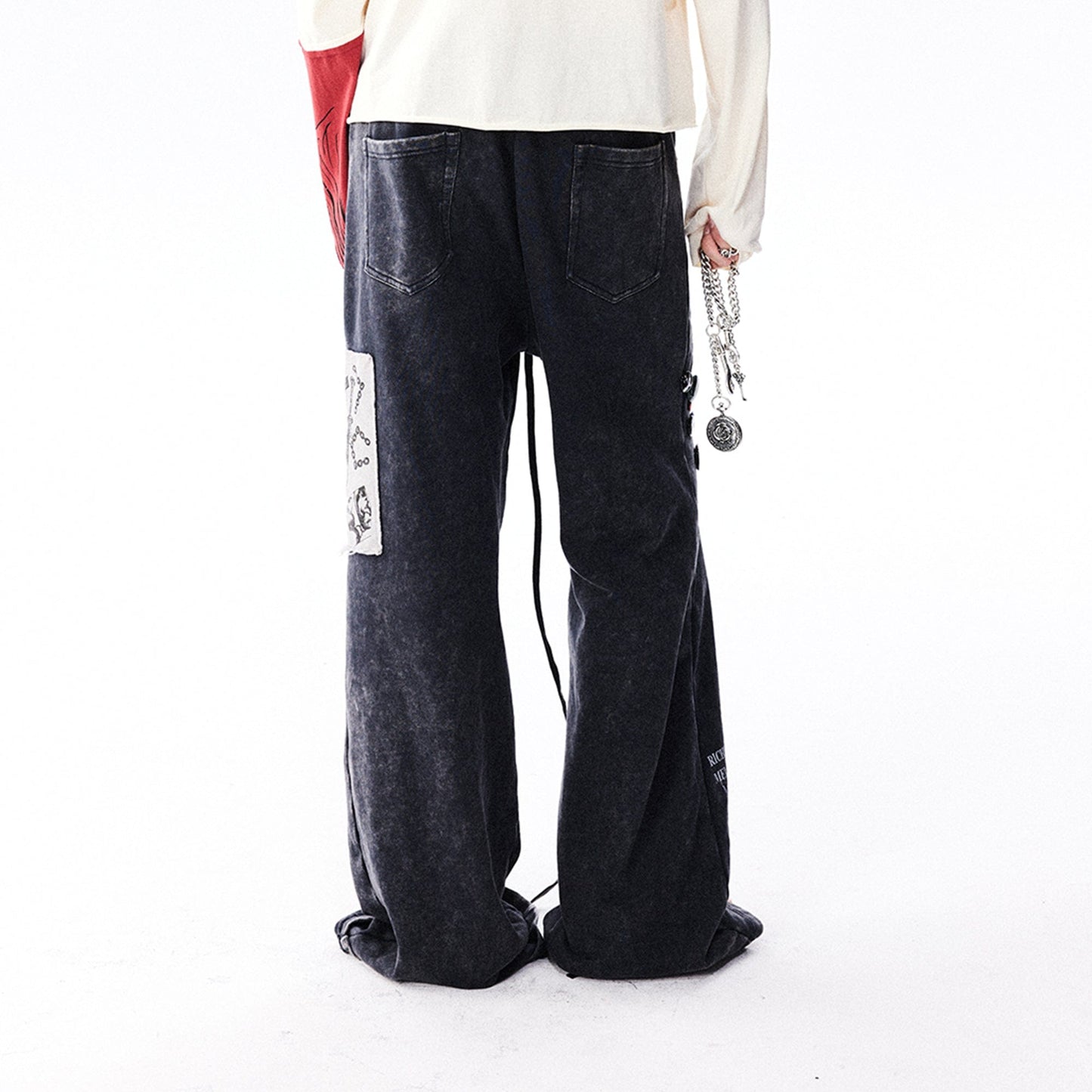 Pin Badges Velvet Wide-leg Pants