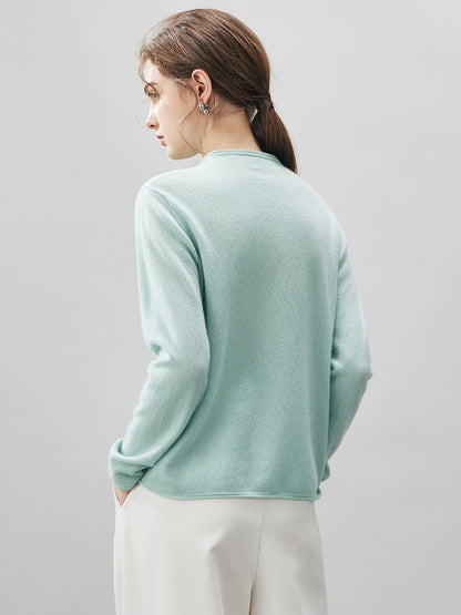 100% Cashmere Round Neck Knit Sweater