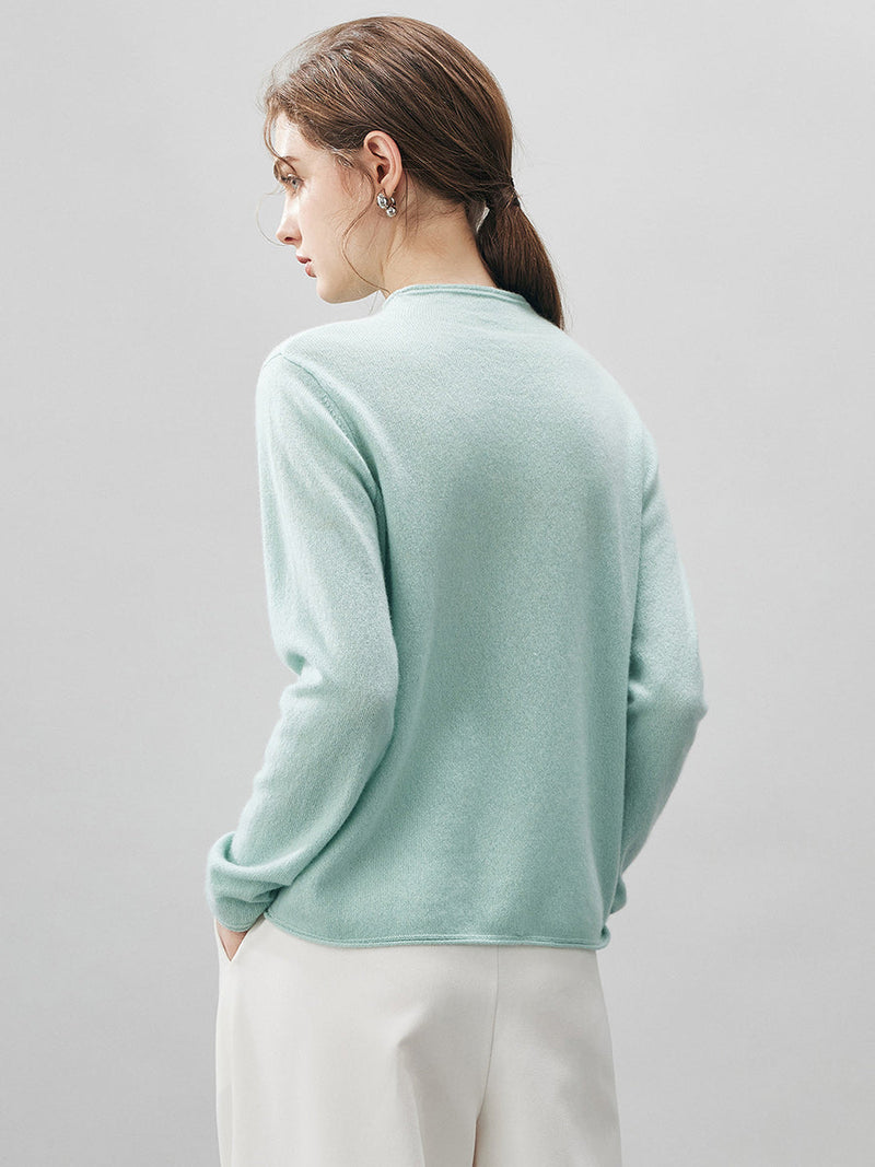 100% Cashmere Round Neck Knit Sweater