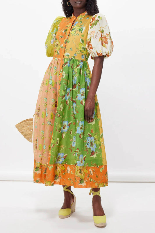 Interlude Puff Sleeve Midi Dress