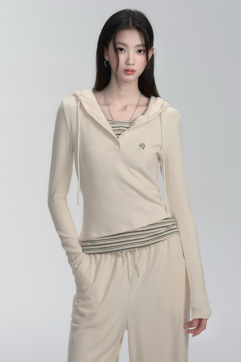 Hooded Long Sleeve Top and Pants Set-up