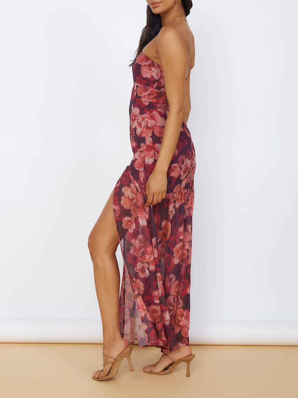 Bandeau Slit Maxi Dress