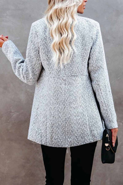 Retro Pocketed Heather Grey Slim Coat(3 Colors)