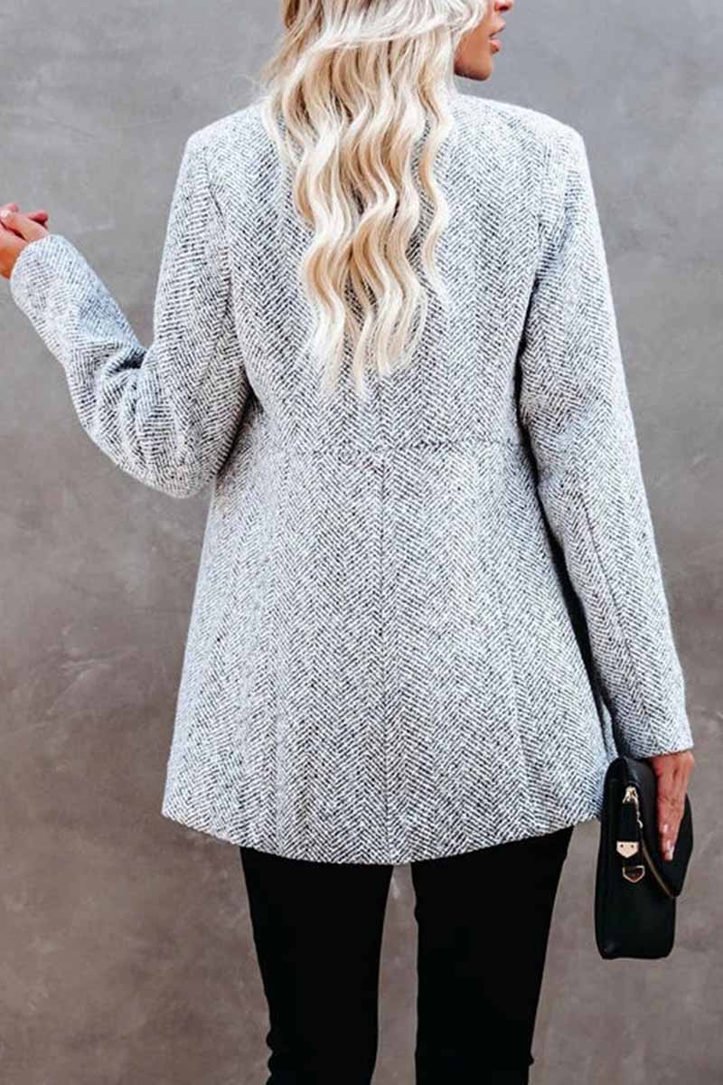 Retro Pocketed Heather Grey Slim Coat(3 Colors)