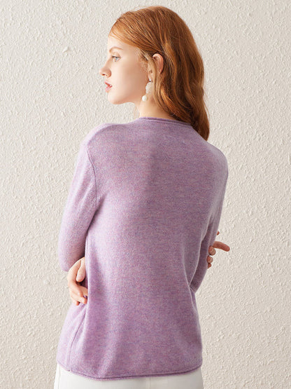 100% Cashmere Round Neck Knit Sweater