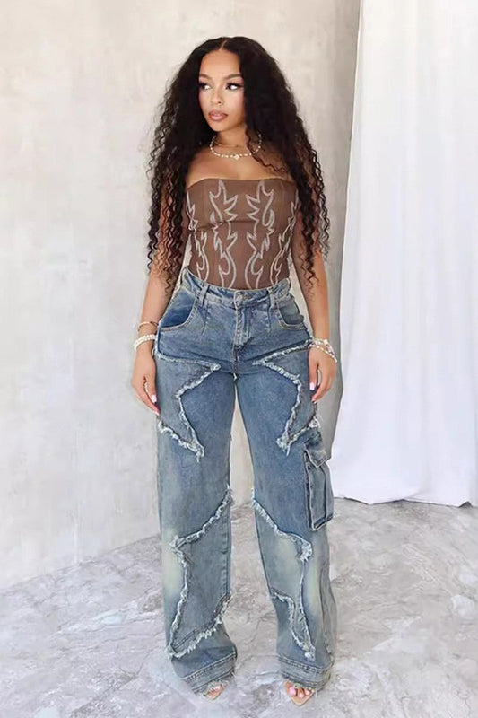 Star Tassel Fringe Wide-leg Pants