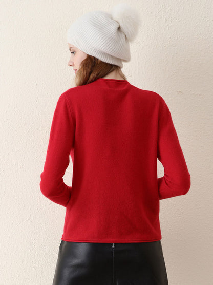 100% Cashmere Round Neck Knit Sweater