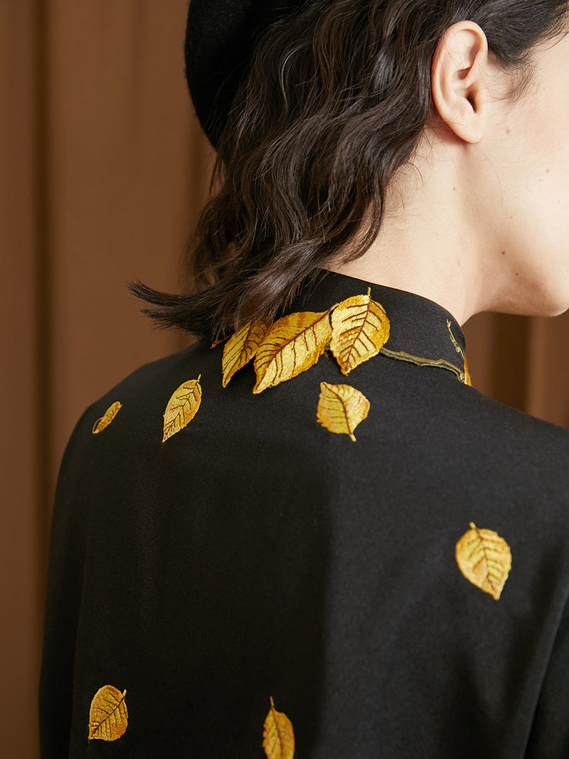 Golden Leaf Embroidered Blouse